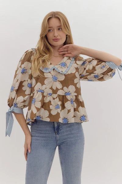 Alexis Floral Print Relaxed Fit Peplum Top